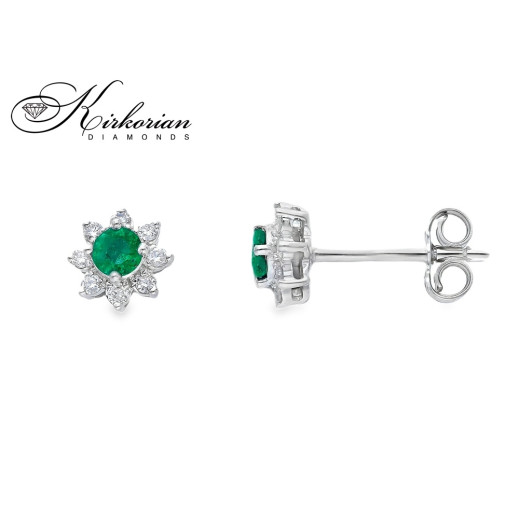 Обеци от бяло злато 18k със смарагди 0.26ct и диаманти 0.16ct – модел S262366SB