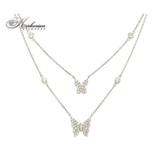 Колие с пеперуди от бяло злато 18k с диаманти 0.59ct – модел IT13 Колие с пеперуди от бяло злато 18k с диаманти 0.59ct – модел IT13