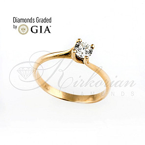 Класически годежен пръстен жълто злато 14к. с диамант 0.40 карата GIA сертификат кодG294