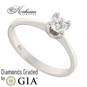 Годежен пръстен бяло злато 14к. с диамант 0.30 карата GIA сертификат код:155