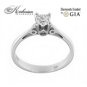 Годежен пръстен бяло злато 14к. с диамант 0.30 карата GIA сертификат код: 389