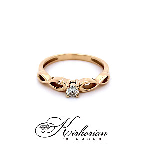 Годежен пръстен бяло или жълто злато 14к. с диамант 0.10 карата код:K574