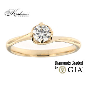 Годежен пръстен жълто злато 14к. с диамант 0.30 карата GIA сертификат код:K580A