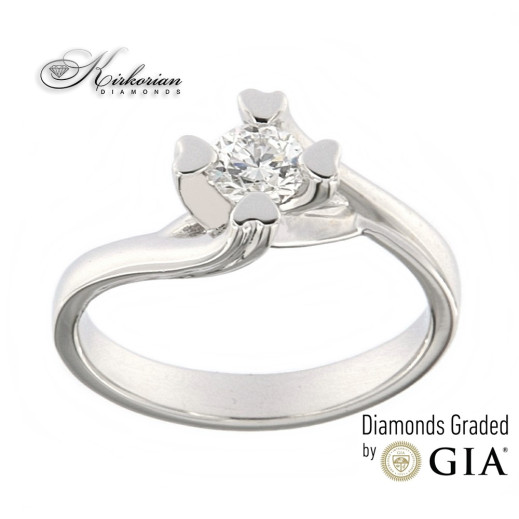 Годежен пръстен бяло злато 14к. с диамант 0.40 карата GIA сертификат код:593A 