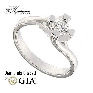 Годежен пръстен бяло злато 14к. с диамант 0.40 карата GIA сертификат код: K593A 