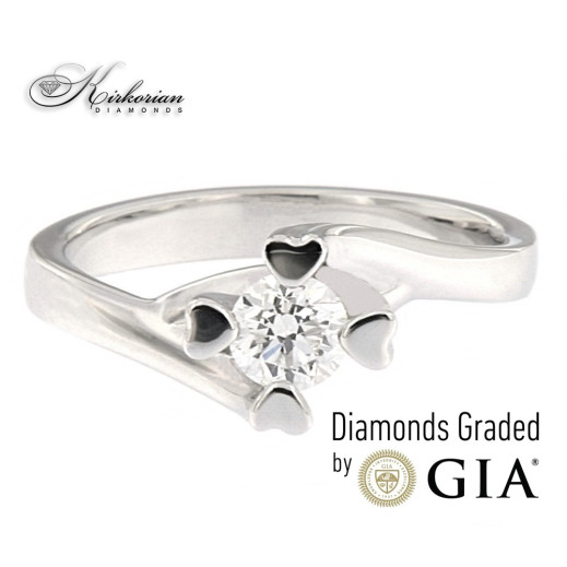 Годежен пръстен бяло злато 14к. с диамант 0.40 карата GIA сертификат код:593A 