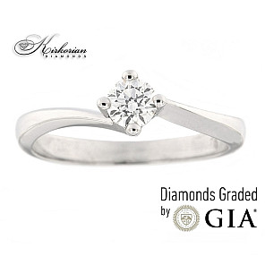 Годежен пръстен 14к. с диамант бяло злато 0.30 GIA сертификат карата код:R1471R