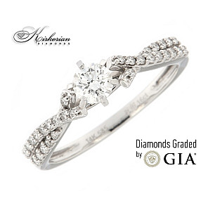 Годежен пръстен бяло злато 14к.  GIA сертификат диаманти 0.46ct код:RN181B