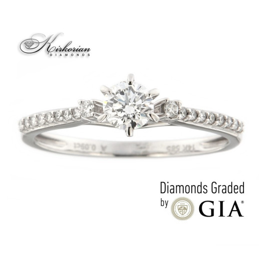Годежен пръстен бяло злато 14к.  GIA сертификат диаманти 0.39ct код:RN202