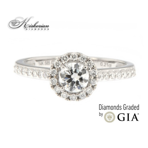 Годежен пръстен бяло злато 14к.  GIA сертификат диаманти 0.61ct код:RN214