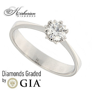 Годежен пръстен 14к. с диамант бяло или жълто 0.30 карата GIA сертификат код:K377