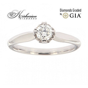 Годежен пръстен 14к. с диамант 0.30 карата GIA сертификат код:K582