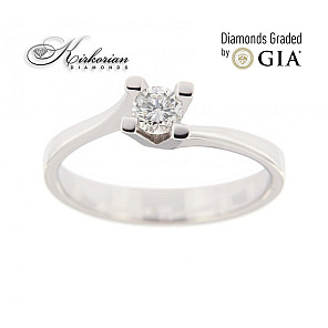Годежен пръстен бяло злато 14к. с диамант 0.30 карата GIA сертификат код:594