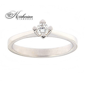 Годежен пръстен бяло или жълто злато 14к. с диамант 0.18 карата код:K598