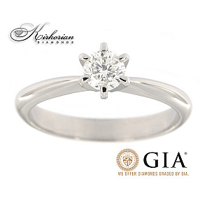 Класически годежен пръстен бяло или жълто злато 14к. с диамант 0.50 каратa GIA сертификат код:604