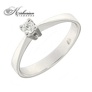 Годежен пръстен бяло злато 14к. с диамант 0.10 карата код:R1470