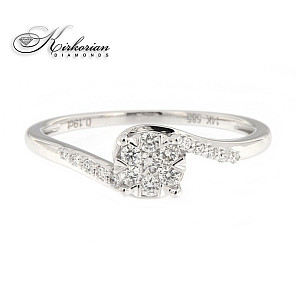 годежен пръстен бяло злато с диаманти 0.19 карата код:RN136B