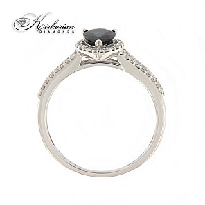 Годежен пръстен бяло злато 18к. сапфир 0.79k. диаманти 0.20 карата код:RN180