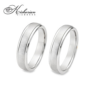 Венчални халки от бяло злато 14k – мат и гланц, 4 мм, комплект WRD028