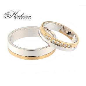 брачни халки от бяло жълто или розово злато в комбинация с диаманти код:WRD118