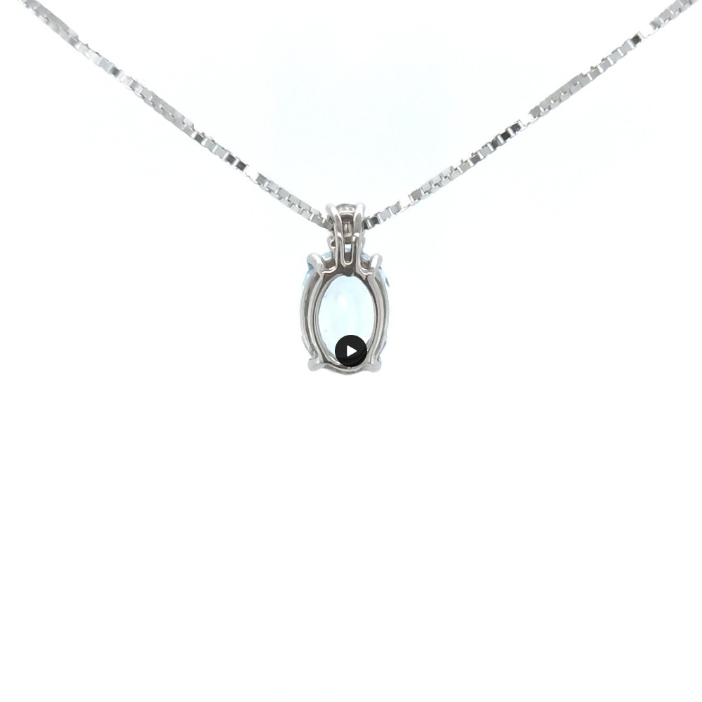 Колие от бяло злато 14k със Скай Блу Топаз 1.40ct и диамант 0.07ct – модел 331TB