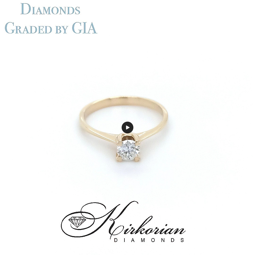 Годежен пръстен жълто злато 14к. с диамант 0.40 карата GIA сертификат код:334B