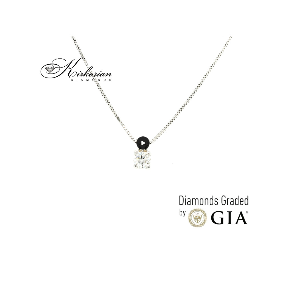 Класическо колие от бяло злато 14k с диамант 0.30ct | GIA сертификат | Код: K634