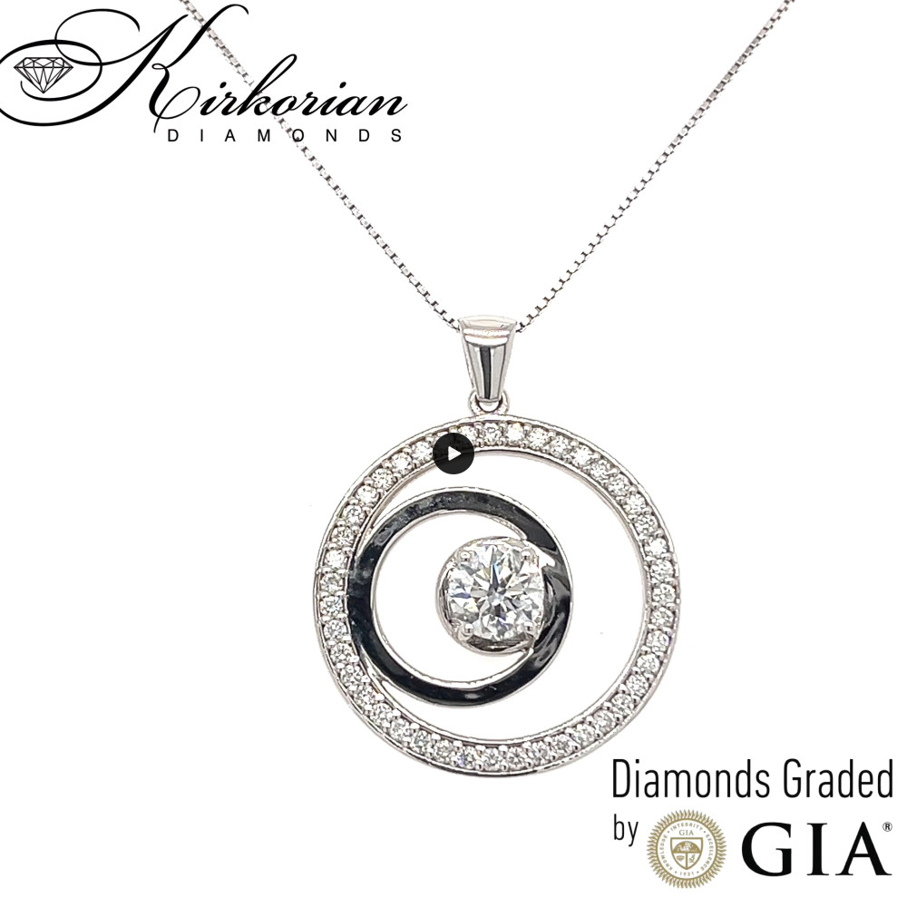 Колие от бяло злато 14k с диамант 1.00ct и общо 1.67ct | GIA сертификат | Код: K644