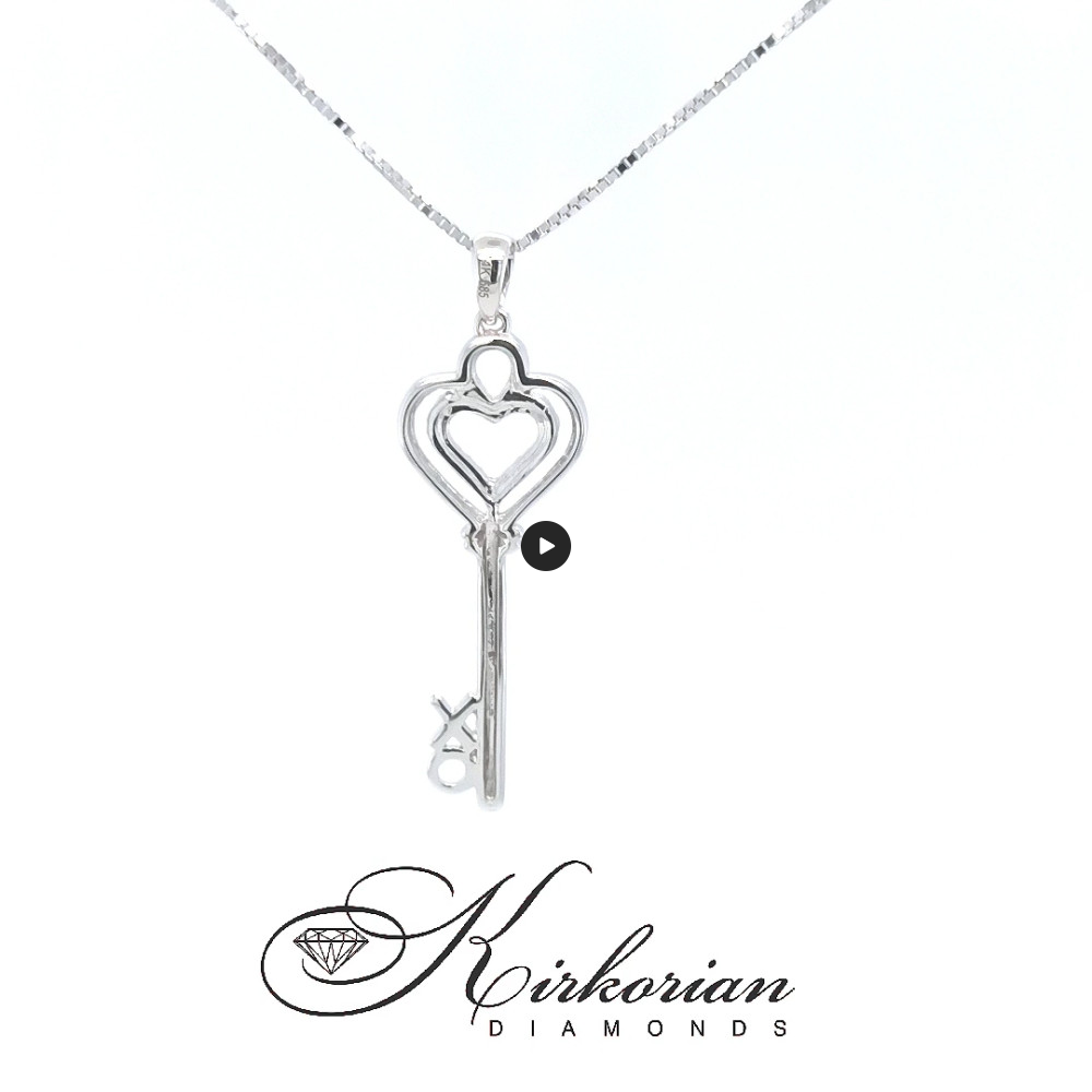 Колие ключ от бяло злато 18k с диаманти 0.10ct | Код: RN105
