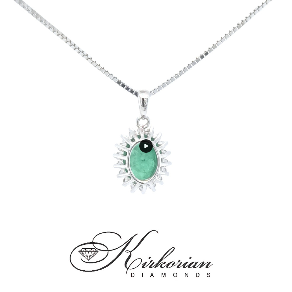 Колие от бяло злато 18k със смарагд 1.25ct и диаманти 0.17ct | Код: RN110