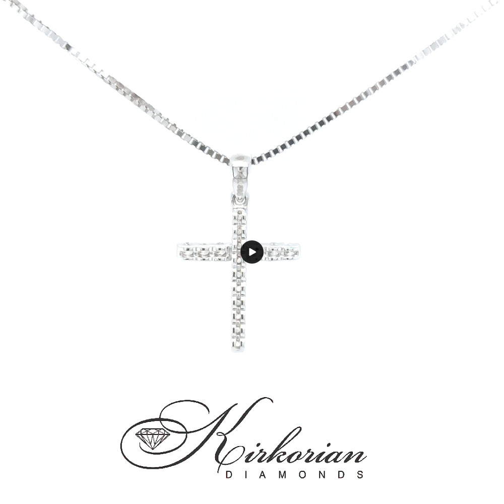 Луксозен кръст от бяло злато 14к с диаманти 0.26ct | Модел RN122 | Kirkorian Diamonds Луксозен кръст от бяло злато 14к с диаманти 0.26ct | Модел RN122 | Kirkorian Diamonds