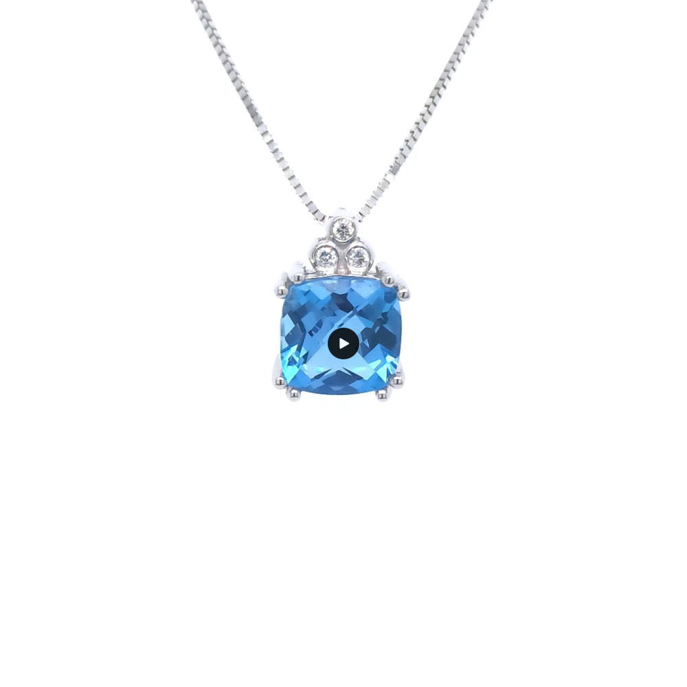Колие с естествен топаз 1.60ct и диаманти 0.04ct от бяло злато 14к – модел RN167 | Kirkorian Diamonds Колие с естествен топаз 1.60ct и диаманти 0.04ct от бяло злато 14к – модел RN167 | Kirkorian Diamonds