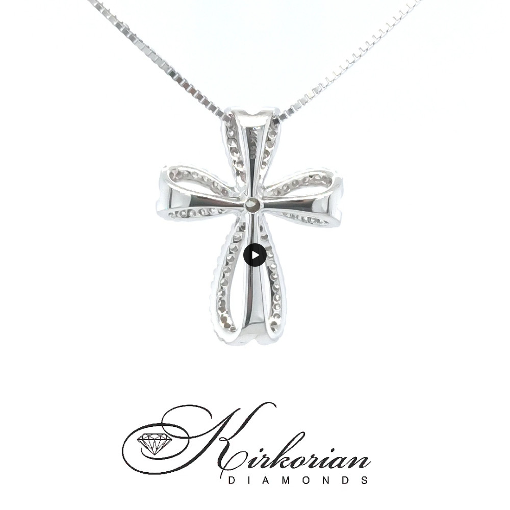 Изискан кръст от бяло злато 18к с диаманти 0.39ct – модел RN169 | Kirkorian Diamonds Изискан кръст от бяло злато 18к с диаманти 0.39ct – модел RN169 | Kirkorian Diamonds