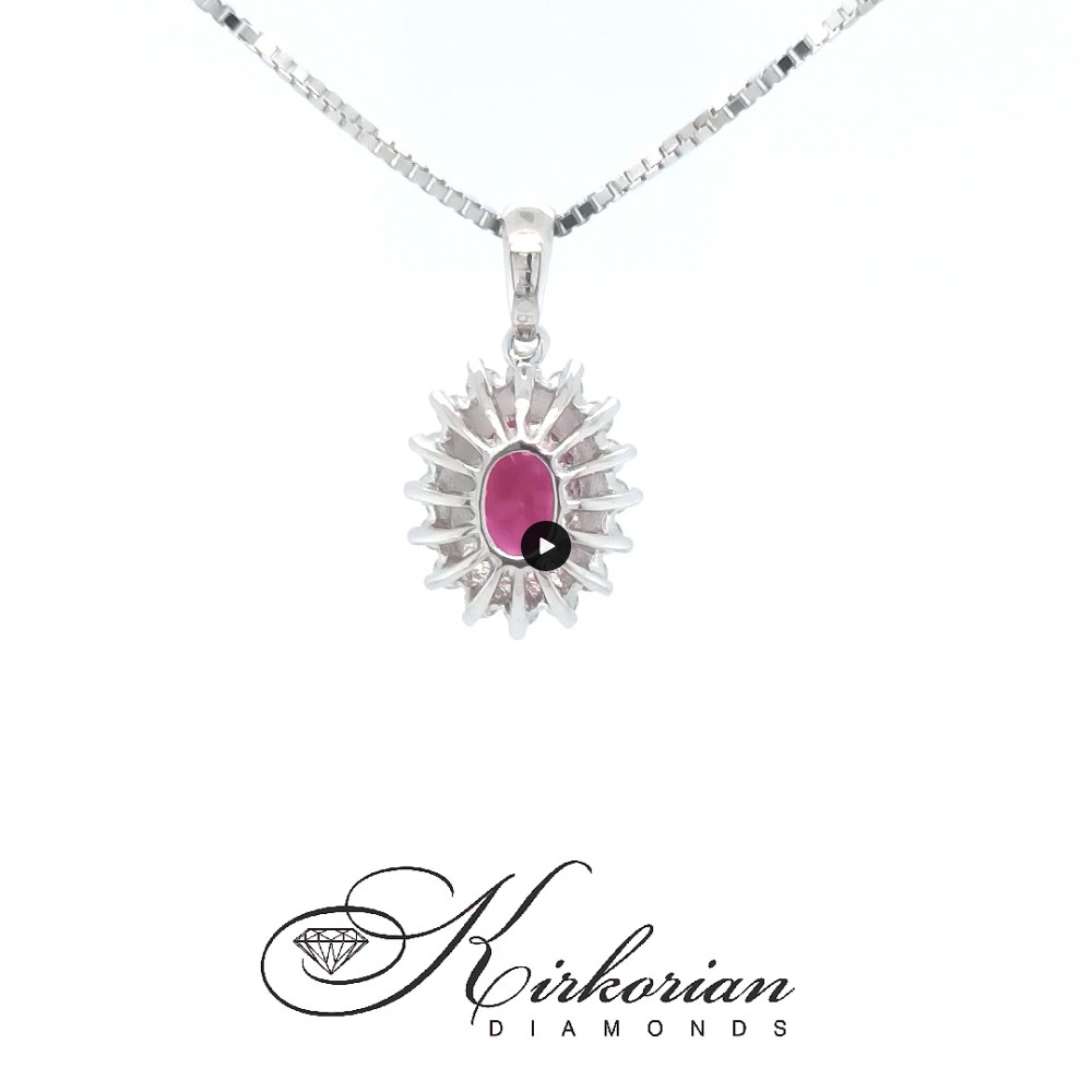 Колие от бяло злато 18k с рубин 0.93ct и диаманти 0.16ct – модел RN179 | Kirkorian Diamonds Колие от бяло злато 18k с рубин 0.93ct и диаманти 0.16ct – модел RN179 | Kirkorian Diamonds