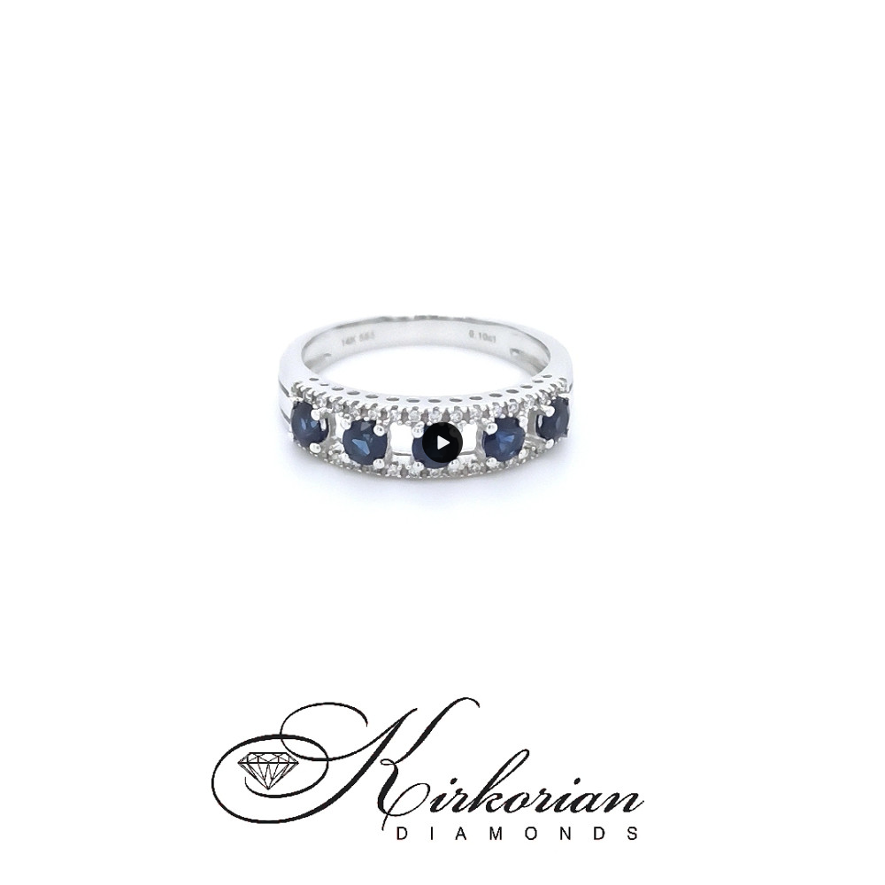 Пръстен със сапфири 0.50 ct и диаманти 0.09 ct от бяло злато 18К – модел RN32 Пръстен със сапфири 0.50 ct и диаманти 0.09 ct от бяло злато 18К – модел RN32