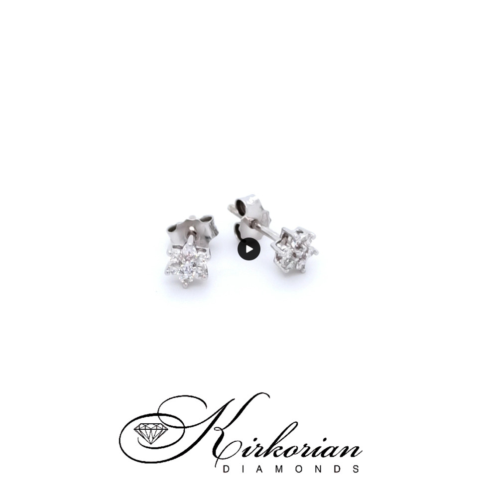 Обеци от бяло злато 18k с диаманти 0.20ct – флорален дизайн S189894
