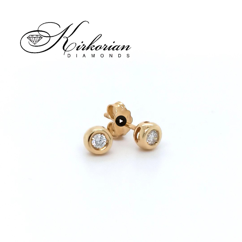 Класически обеци от жълто злато 18k с диаманти 0.14ct – S204854CG