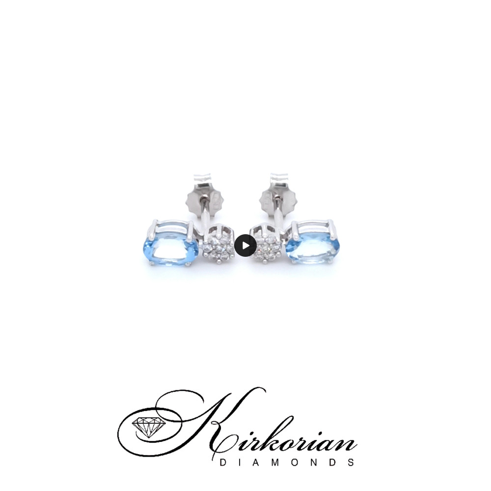 Обеци от бяло злато 18k с аквамарин 0.84ct и диаманти 0.10ct – S222697