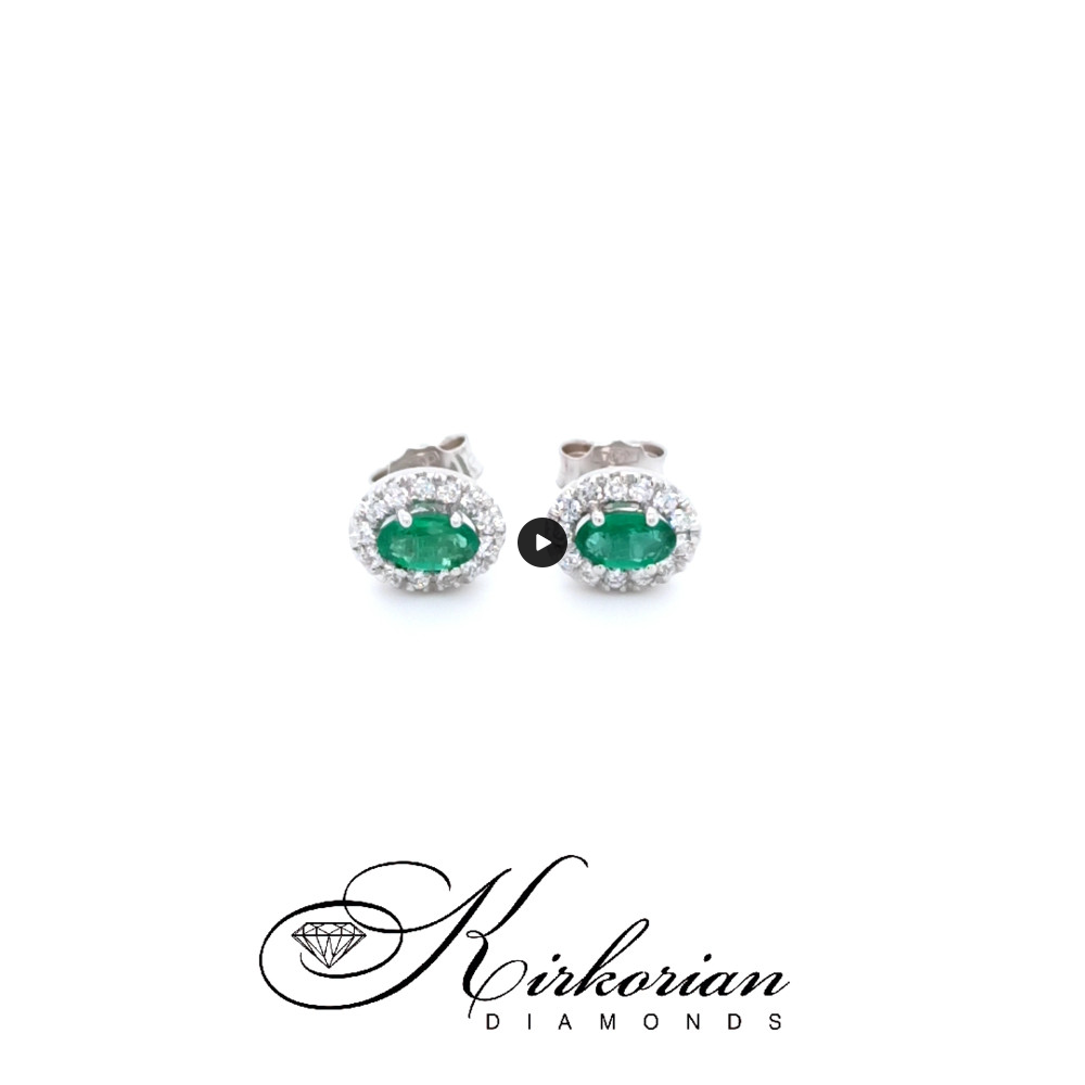 Обеци от бяло злато 18k със смарагди 0.46ct и диаманти 0.18ct – S225821
