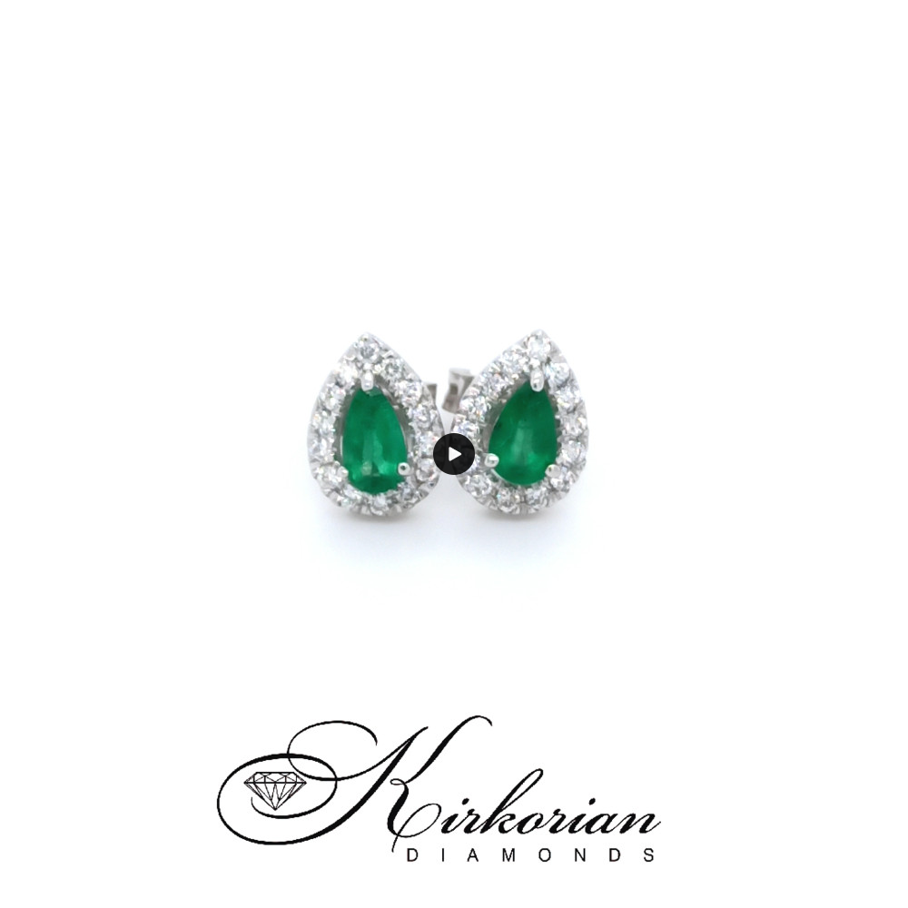 Обеци от бяло злато 18k със смарагди 0.41ct и диаманти 0.18ct – модел S225827