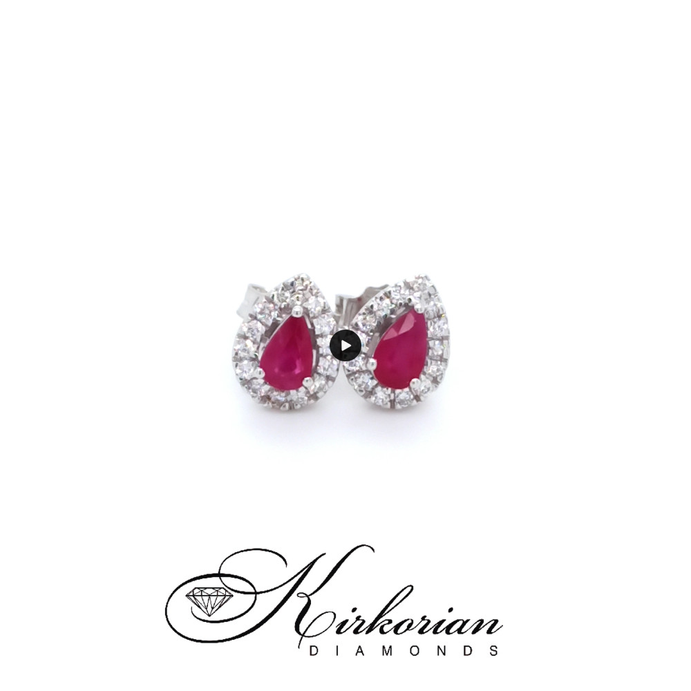 Обеци от бяло злато 18k с рубини 0.55ct и диаманти 0.18ct – модел S225828