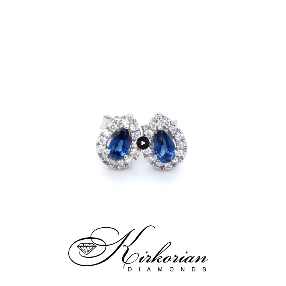 Обеци капка от бяло злато 18k със сапфири 0.55ct и диаманти 0.18ct – модел S225829
