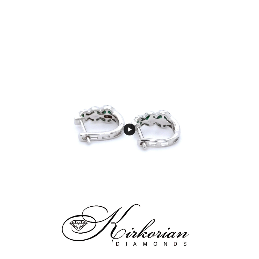 Обеци от бяло злато 18k със смарагди 0.42ct и диаманти 0.26ct – модел S234407