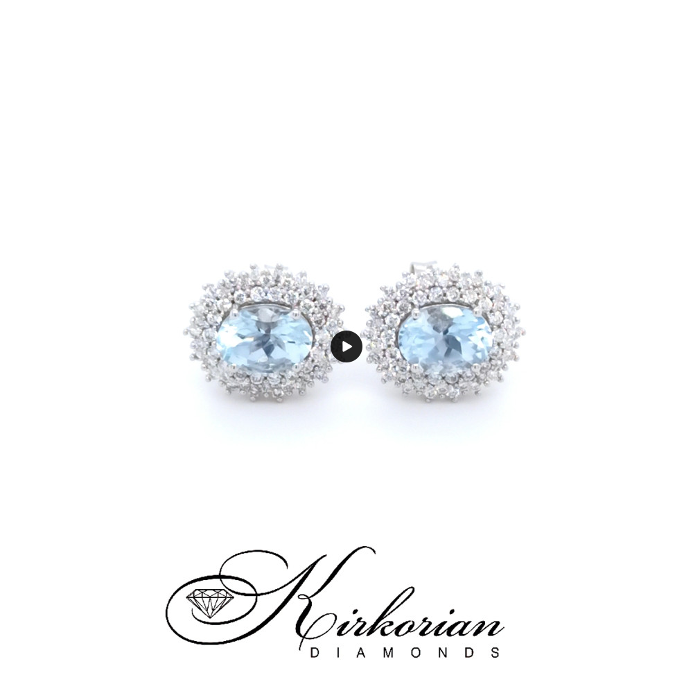 Обеци от бяло злато 18k с аквамарин 1.46ct и диаманти 0.50ct – модел S254185