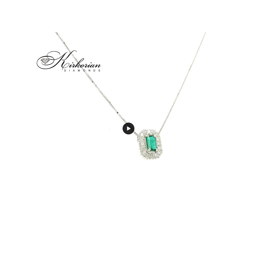 Колие бяло злато 18 карата със смарагд и диаманти - S281359SB | Kirkorian Diamonds Колие бяло злато 18 карата със смарагд и диаманти - S281359SB | Kirkorian Diamonds