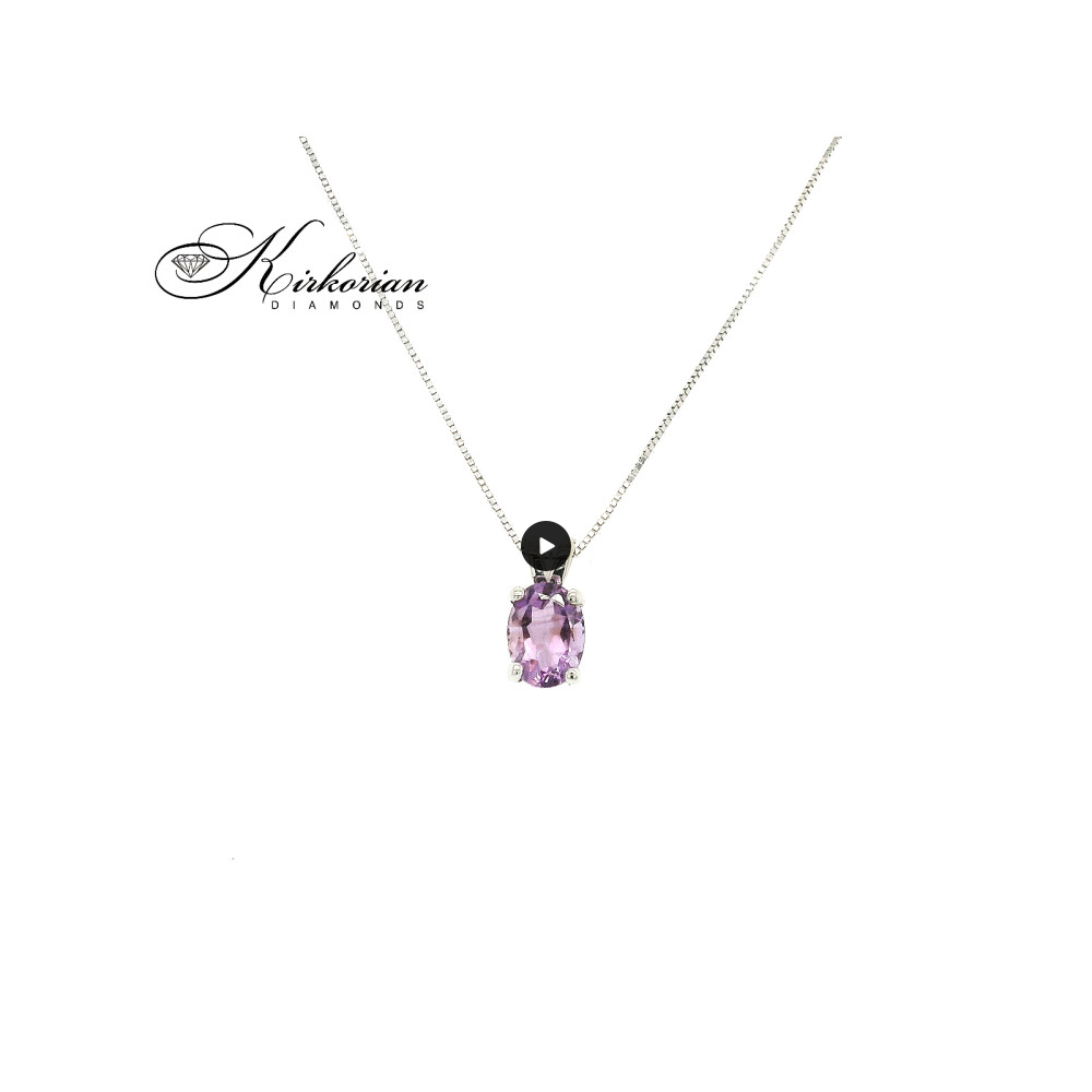 Висулка от бяло злато 14К с аметист 0.92 ct – зодия Риби | Kirkorian Diamonds Висулка от бяло злато 14К с аметист 0.92 ct – зодия Риби | Kirkorian Diamonds