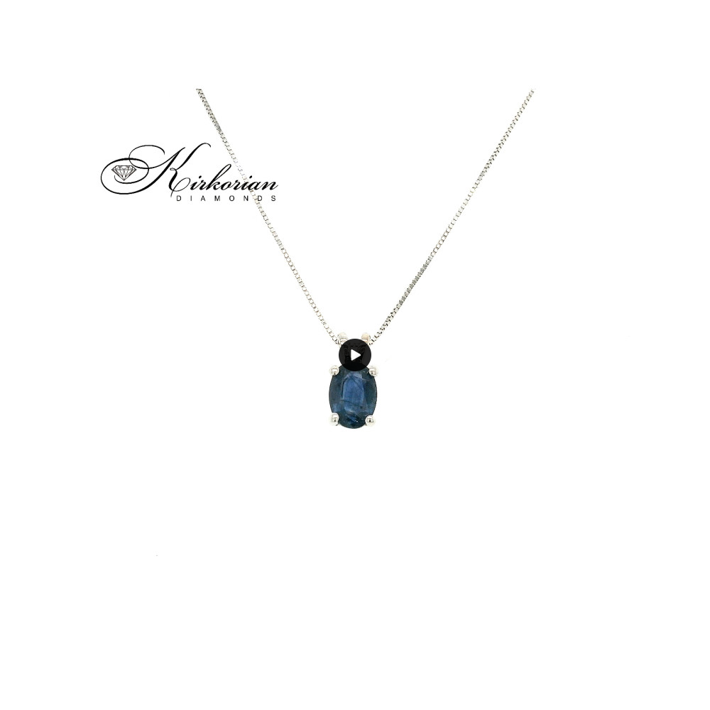 Висулка от бяло злато 14К с естествен сапфир 0.76 ct – зодия Дева | Kirkorian Diamonds Висулка от бяло злато 14К с естествен сапфир 0.76 ct – зодия Дева | Kirkorian Diamonds