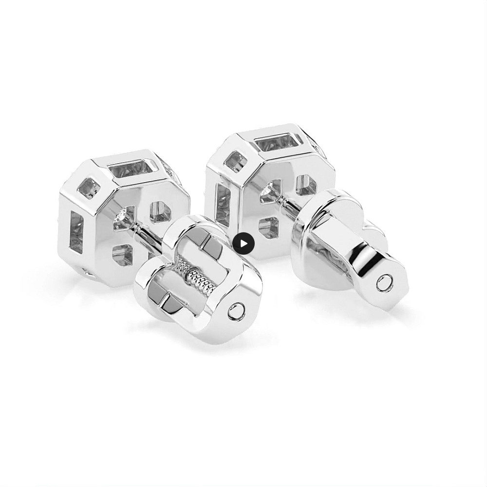 Обеци от бяло злато 18К с диаманти 0.50 ct – винт закопчаване, цени от производител