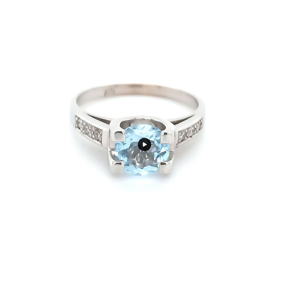 Годежен пръстен 14к. с топаз диаманти 0.09 карата код:405