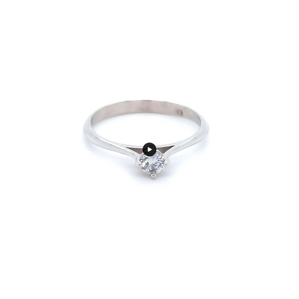 Класически годежен пръстен бяло злато 14к. с диамант 0.20 карата код:556